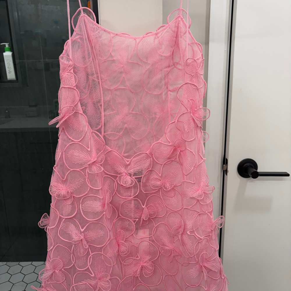 Selezza Pink Floral Appliqué Mini Dress - Picture 8 of 9